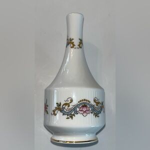 PARAGON White Porcelain Vase with Pink Floral and Gold Accents